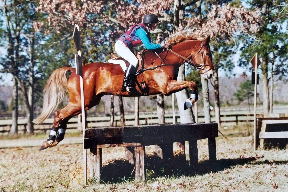 Leslie Clark, founder of Win Green cross country schooling, with her horse.