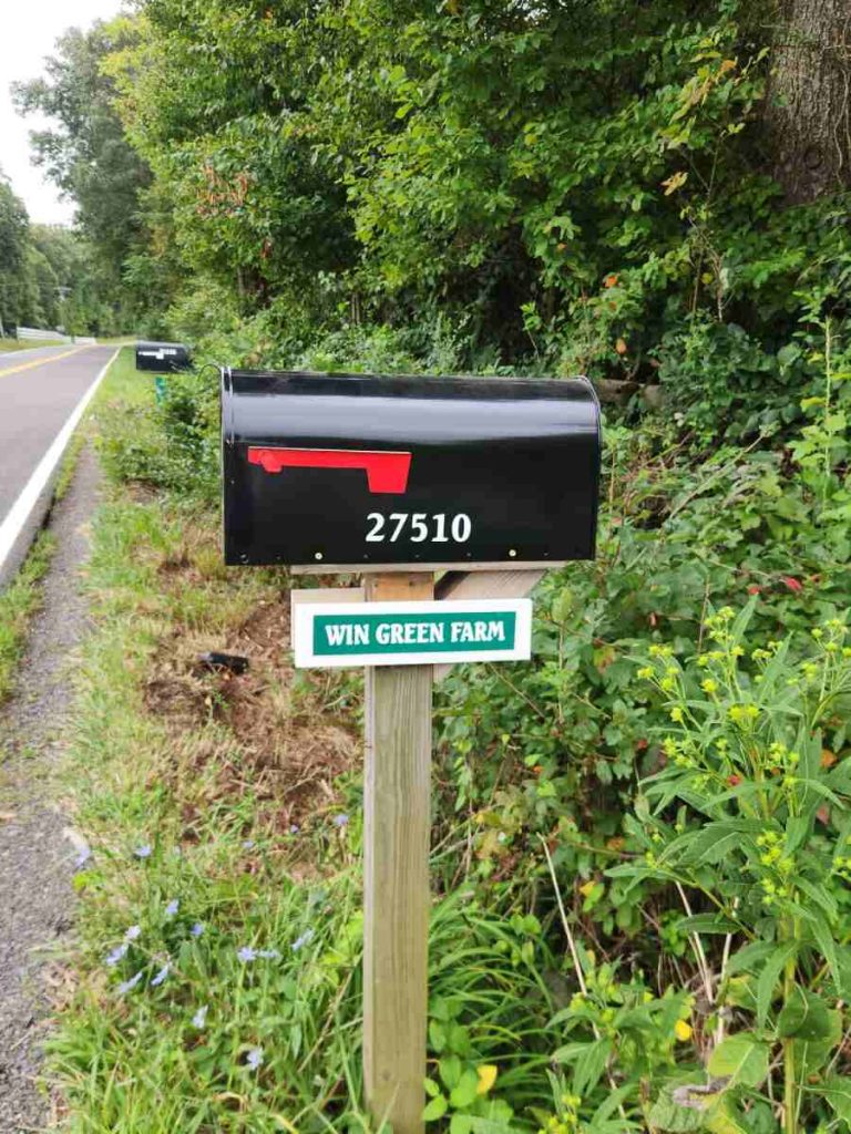 Mailbox at entrance to Wingreen